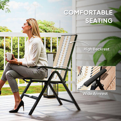 Linori Rattan Orange Reclining Outdoor Garden Chairs With Adjustable Backrest
