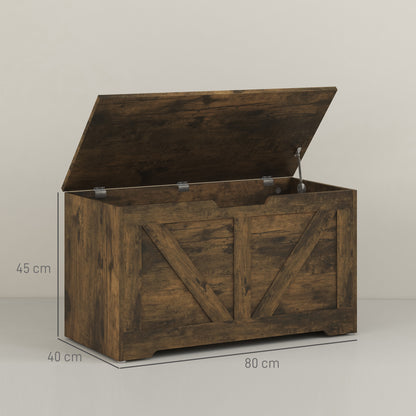 Ledilu Rustic Brown Wood Effect Storage Chest With Safety Hinges 100 Litre