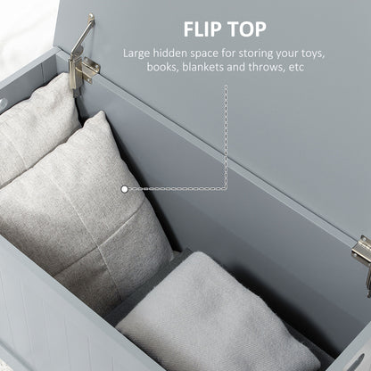 Vekasa Grey Toy and Blanket Storage Chest With Safety Hinged Lid