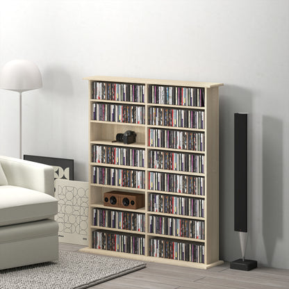 Sasa Wood Natural Finish 6teen Compartment Media Storage Shelf