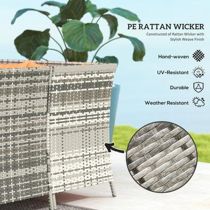 Tasu Rattan Orange And Grey 7 Seater Outdoor Sofa Set With Cushions And Glass Tables