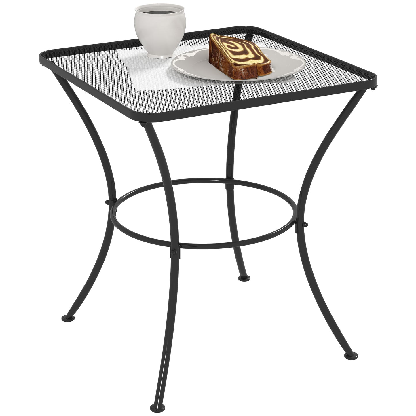 Metal Black Square Outdoor Bistro Table With Mesh Top 60 cm
