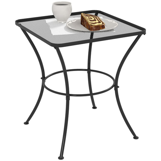 Metal Black Square Outdoor Bistro Table With Mesh Top 60 cm