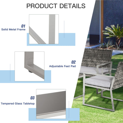 Kelusu Rattan 5 Seater Garden Furniture Sofa Set with 2 Armchairs and Coffee Table