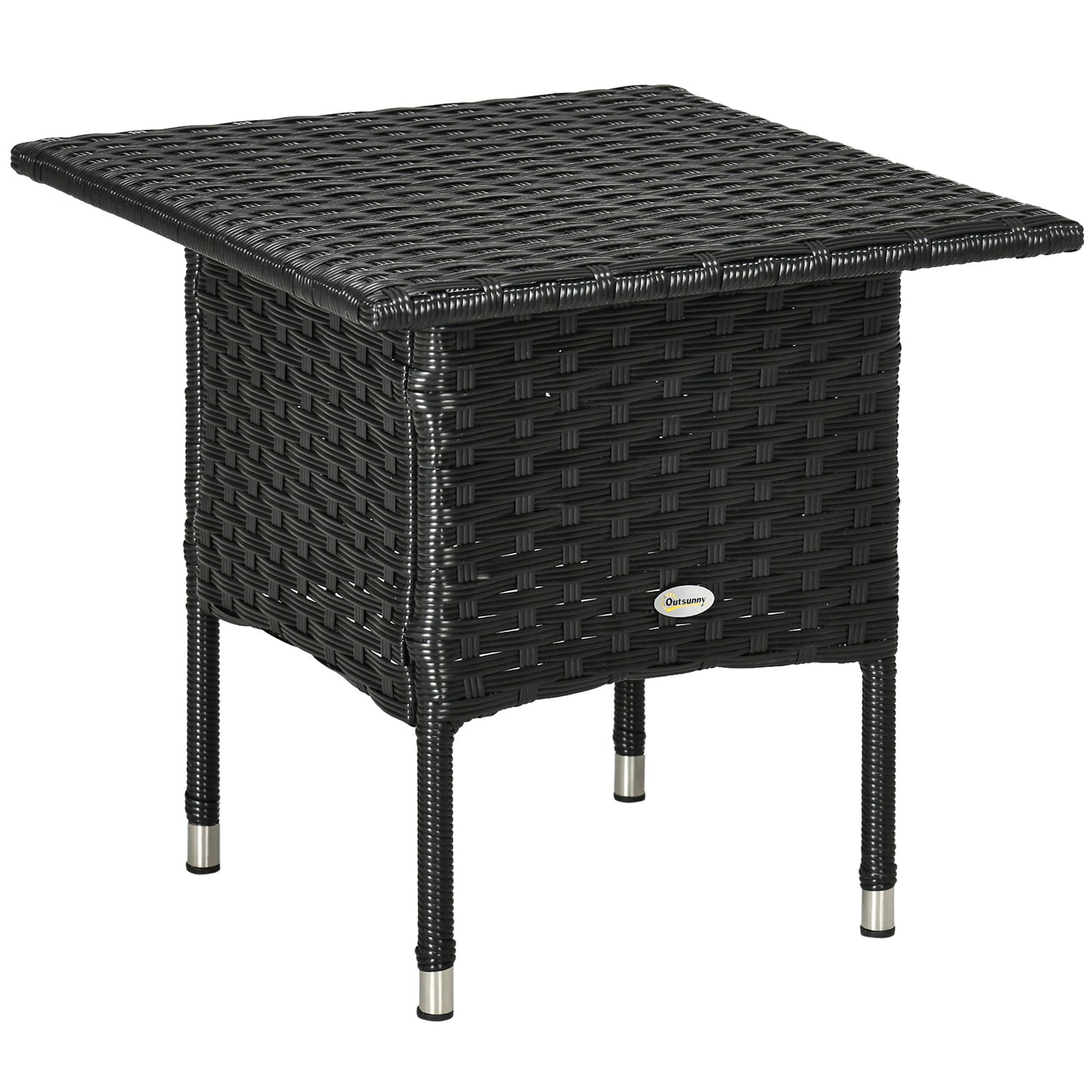 Varilu Black Rattan Outdoor Coffee Table With Woven Top