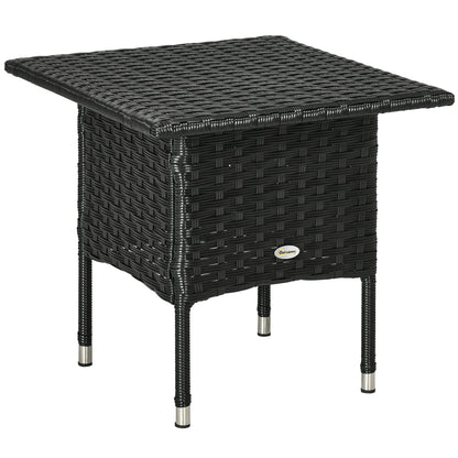 Varilu Black Rattan Outdoor Coffee Table With Woven Top