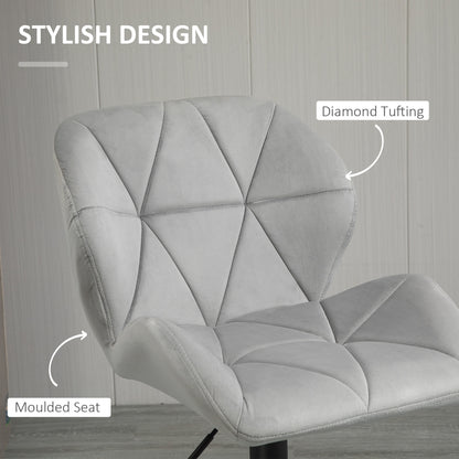Cotodo Set Of 2 Upholstered Light Grey Adjustable Swivel Bar Stools With Back Support