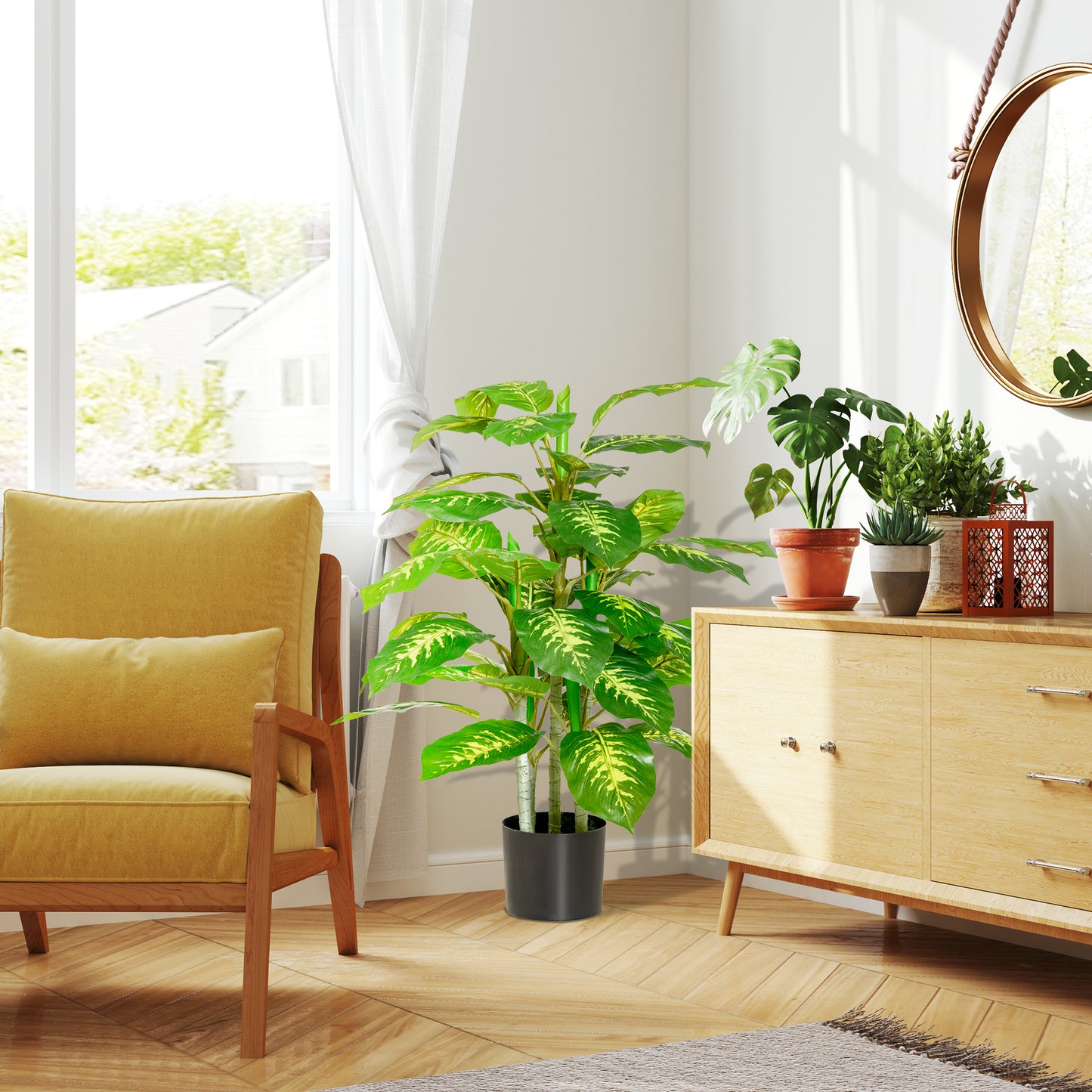 Ditoli Artificial White Rose Plants In Pots For Interior Styling