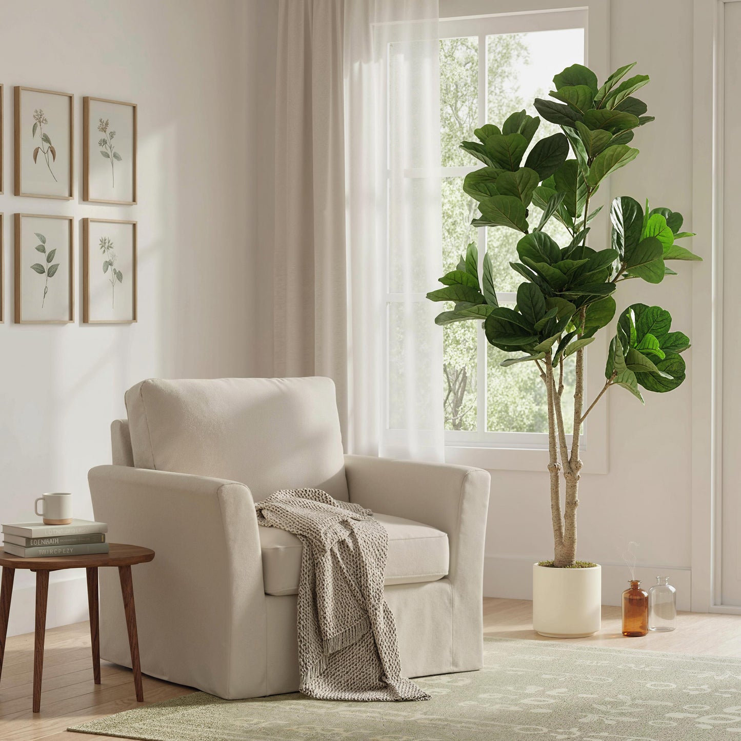 Pararale Artificial Fiddle Leaf Fig Style Tree With Broad Leaves 180cm Green