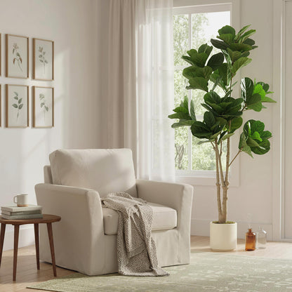 Pararale Artificial Fiddle Leaf Fig Style Tree With Broad Leaves 180cm Green