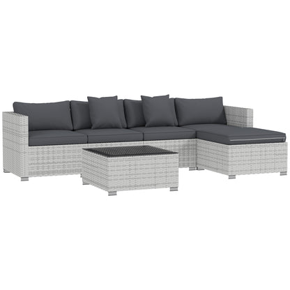 Lemi Rattan Mixed Grey 5 Seater Outdoor Corner Sofa Set With Cushions