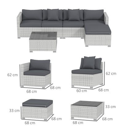 Lemi Rattan Mixed Grey 5 Seater Outdoor Corner Sofa Set With Cushions