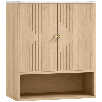Nedo Wall Mounted Bathroom Storage Cabinet With Adjustable Shelving Oak Finish