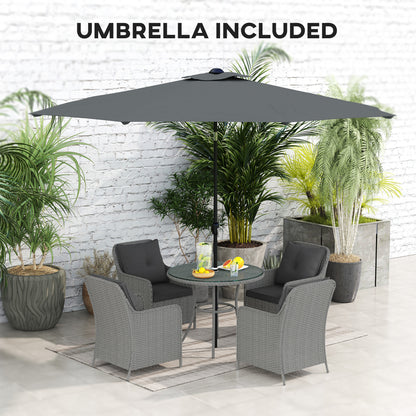 Hasa Rattan Light Grey 4 Seater Outdoor Dining Set With Cushions And Parasol
