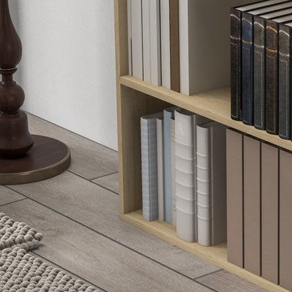 Kesa Wood Natural Finish Low 2 Tier Bookcase With Adjustable Shelves