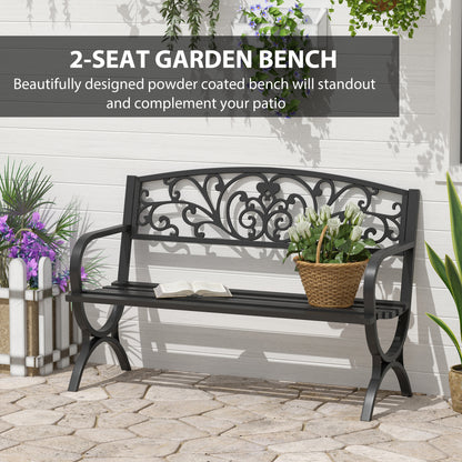 Yota Nile 127cm Steel Black Powder Coated Garden Bench
