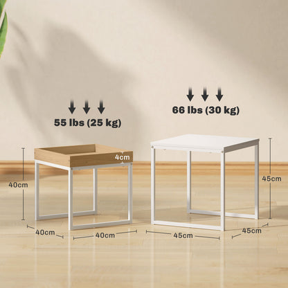 Sarela Set Of 2 Boxy Nesting Tables Wooden White And Wood Effect