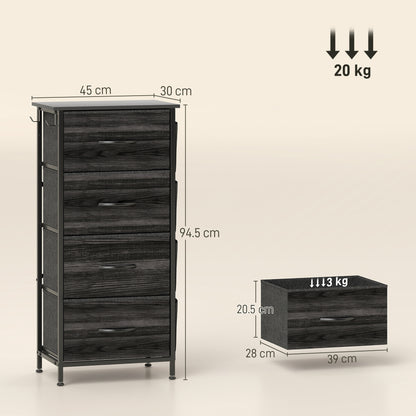 Reniva Fabric And Metal Black 4 Drawer Storage Chest