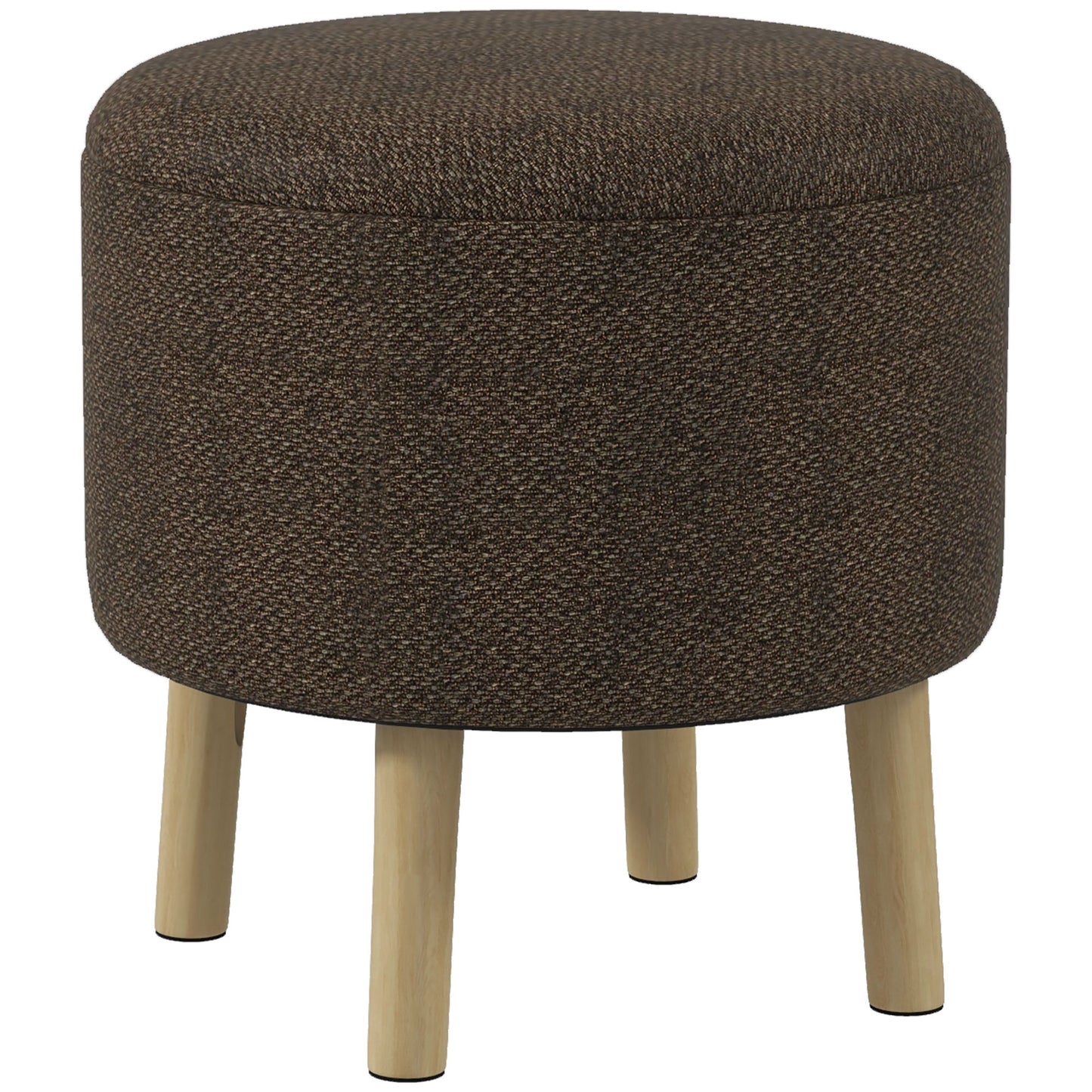 Roli Linen Look Dark Brown Round Storage Ottoman