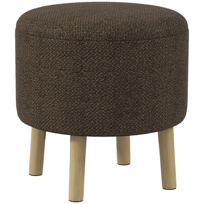 Roli Linen Look Dark Brown Round Storage Ottoman