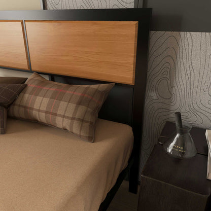 Sohala 4FT6 Industrial Metal Frame Double Bed with Headboard and Footboard