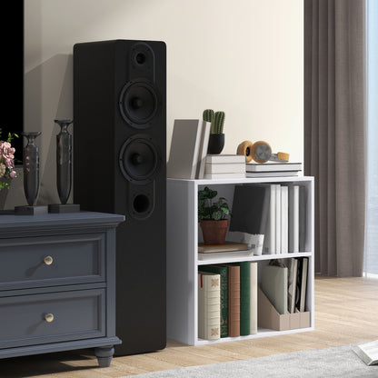 Ralafi Wood White Low 2 Tier Bookcase With Adjustable Shelves