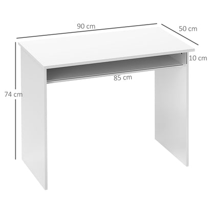 Selu 90cm High Gloss White Compact Study Desk With Storage Shelf