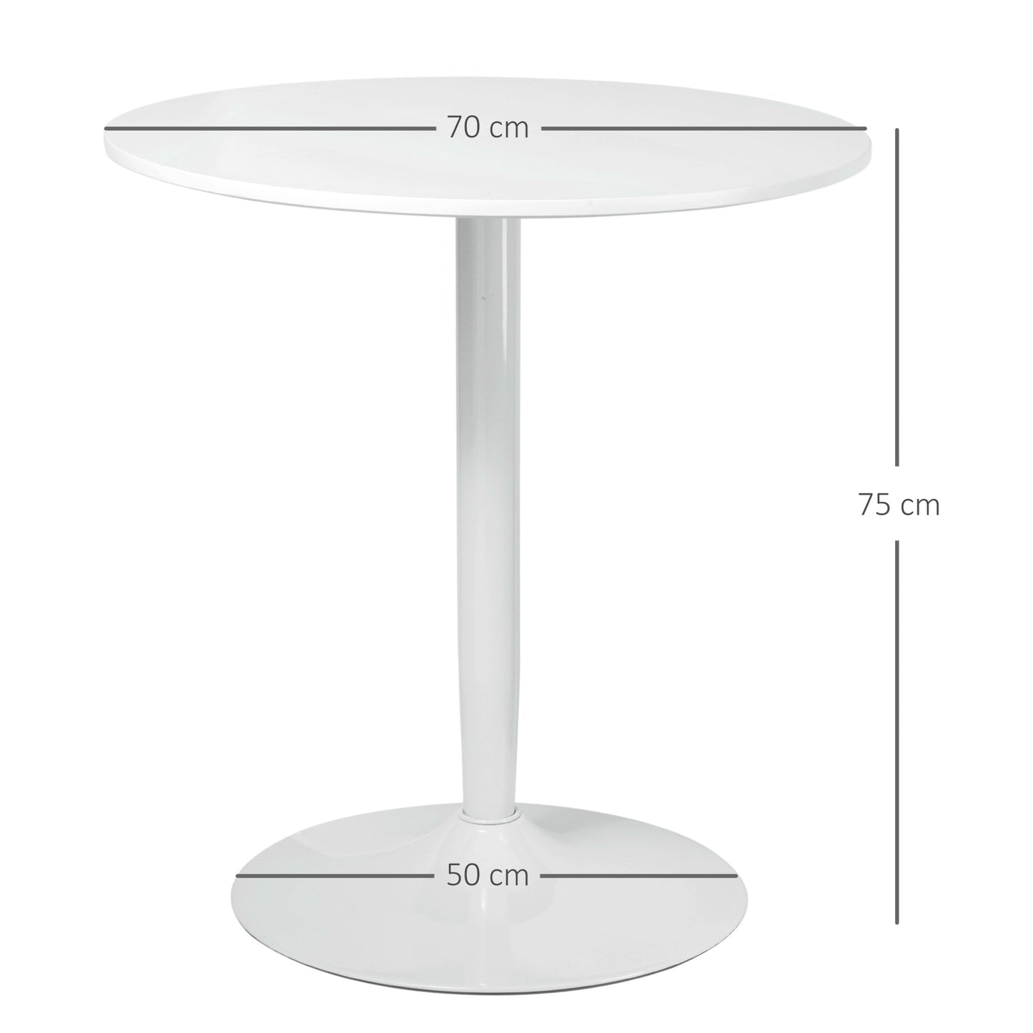 Dimi Metal White Minimal Round Dining Table For 2 70cm