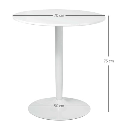 Dimi Metal White Minimal Round Dining Table For 2 70cm