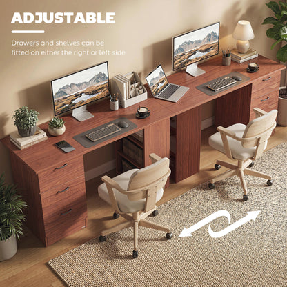 Mimi 120cm Wooden Walnut Brown Home Office Desk With 3 Shelves And Drawer Storage
