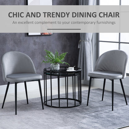 Ladori Fabric Grey Contemporary Dining Chairs Set Of 2 With Soft Upholstered Seats
