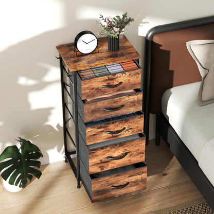 Kepa Fabric And Metal Rustic Brown 5 Drawer Storage Chest