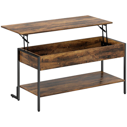 Vitoli Wooden Rustic Brown Lift Top Coffee Table With Storage Compartment