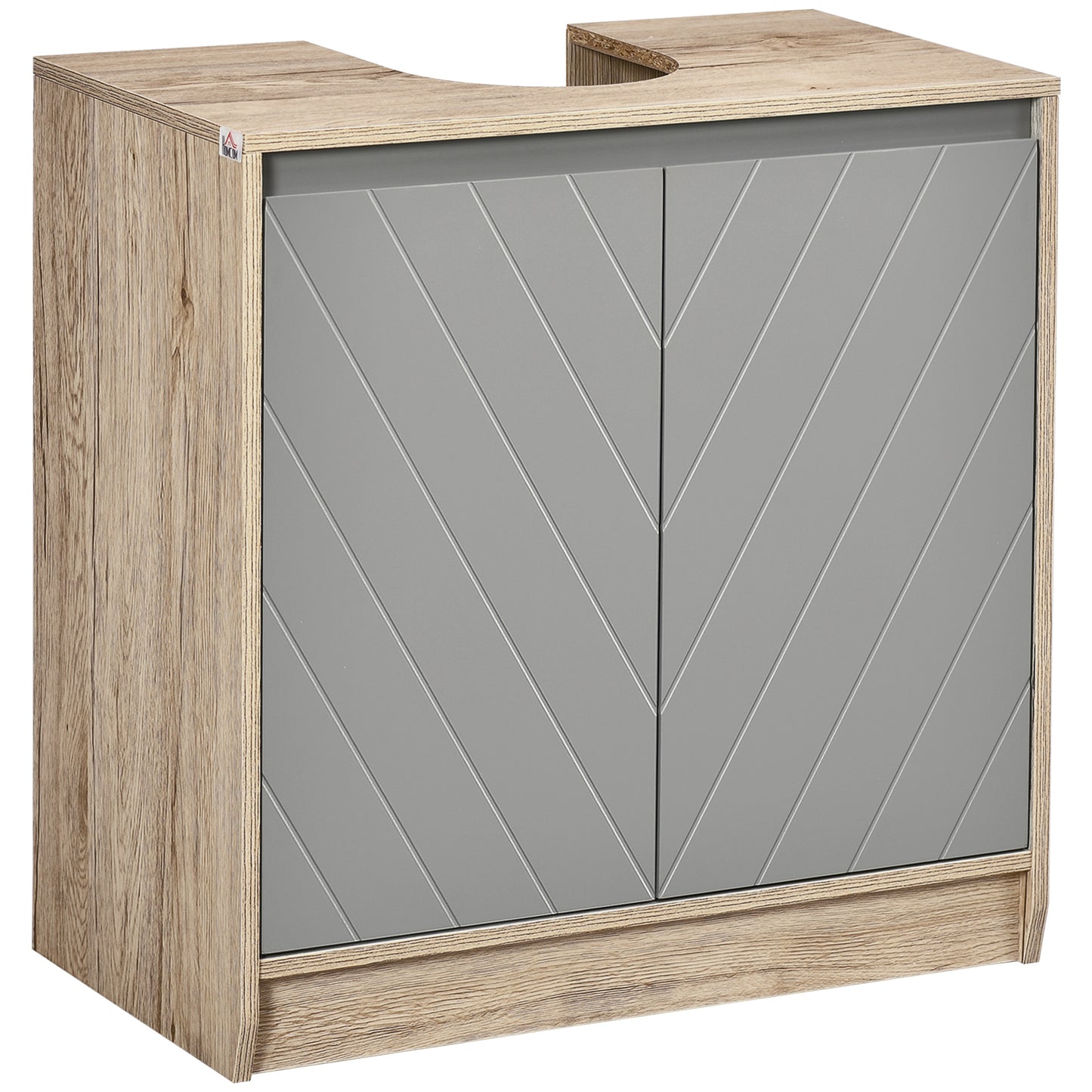 Movese Freestanding Under Sink Storage Cupboard With Adjustable Shelving Grey