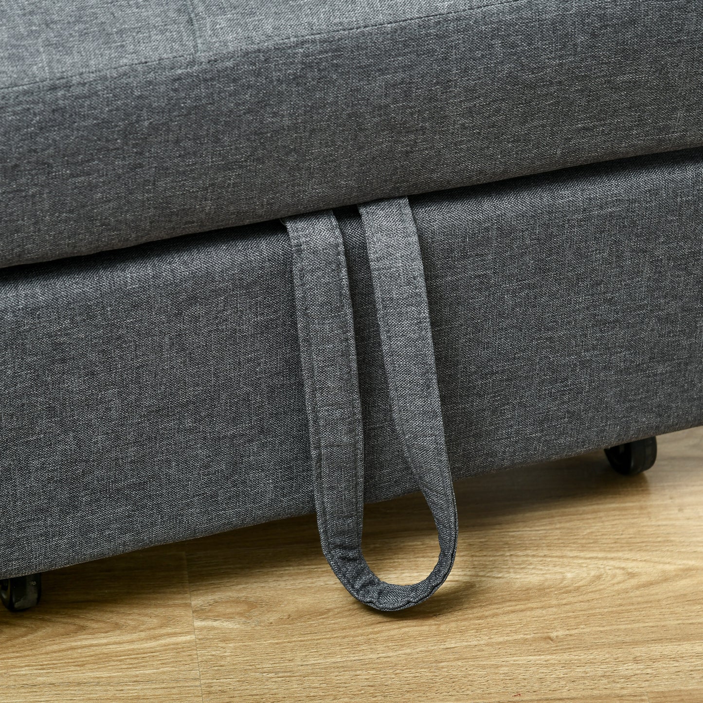 Bazi Fabric Grey 4 In One Convertible Chair Bed With Adjustable Back Side Pocket Wheels And Pillow