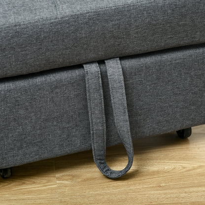 Bazi Fabric Grey 4 In One Convertible Chair Bed With Adjustable Back Side Pocket Wheels And Pillow