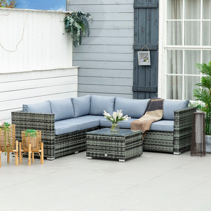 Kabaco Faux Rattan Grey 4 Piece Outdoor Sofa Set With Cushions