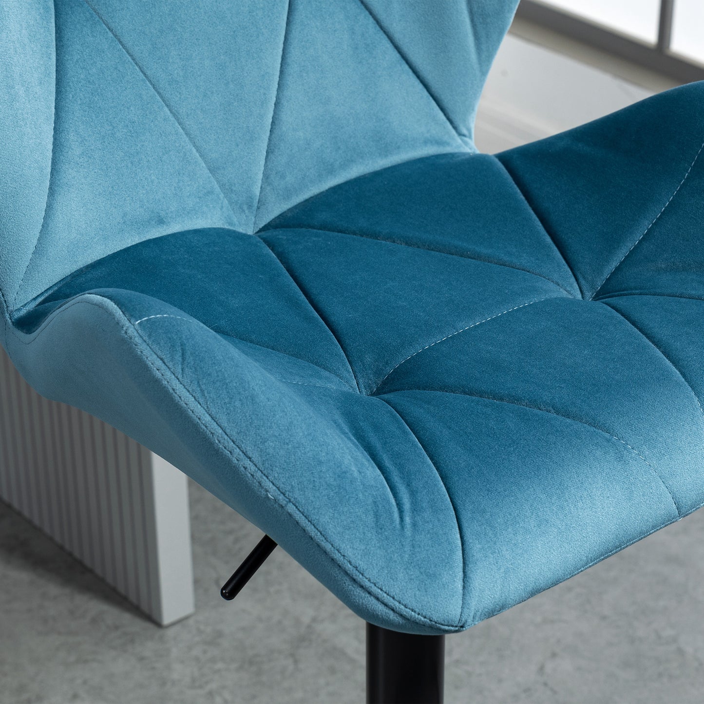 Rottira Velvet Blue Adjustable Swivel Bar Stools Set Of 2 With Sculpted Seat And Footrest