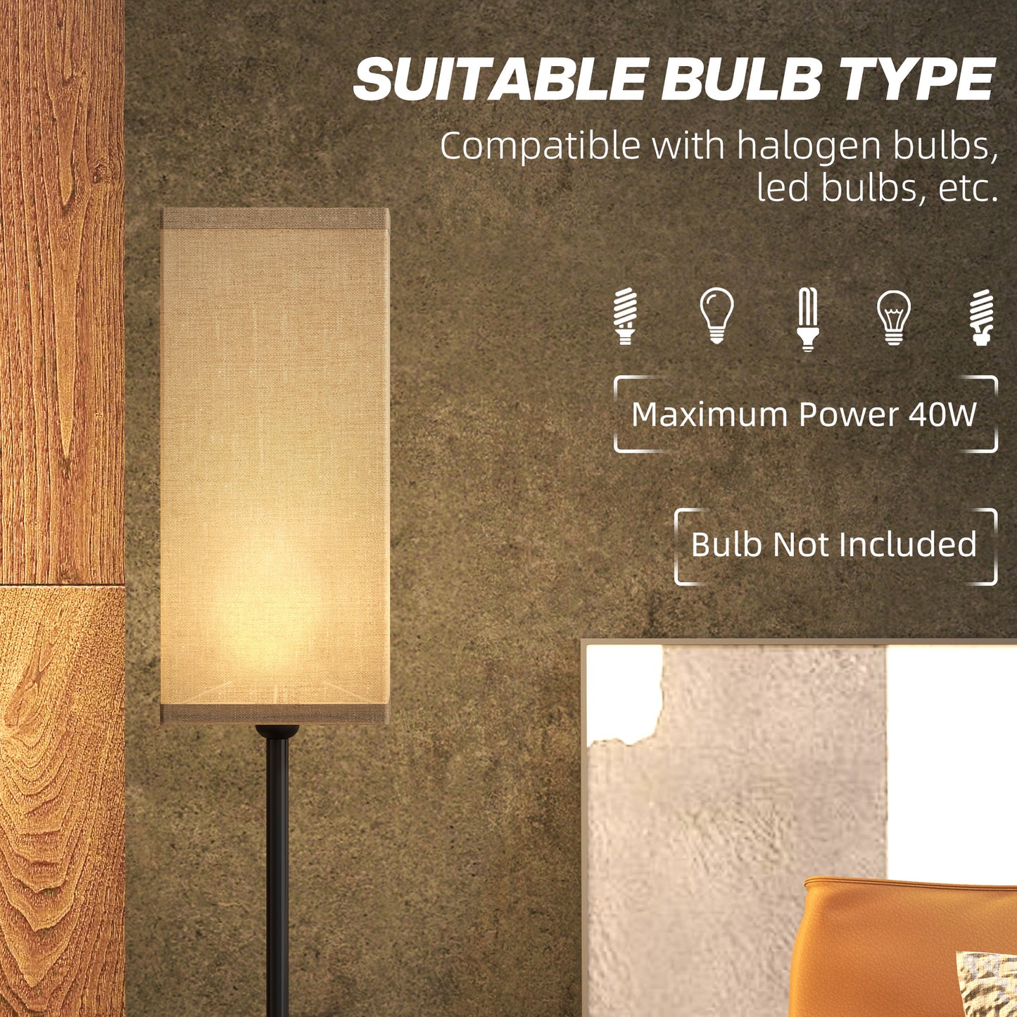 Sekafi Metal And Fabric Black Minimalist Floor Lamp With Linen Shade And Foot Switch