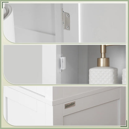 Barila 160cm Slim Tall Bathroom Storage Cabinet With Adjustable Shelves And Double Doors White
