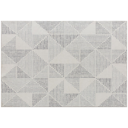 Fave 170cm Grey Geometric Non Slip Washable Rug