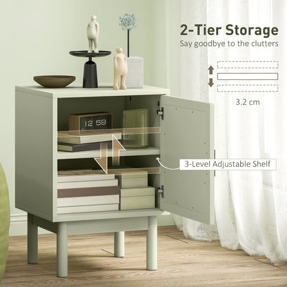 Yotomo Sake Light Green Rattan Bedside Table With Natural Woven Detail