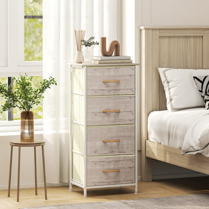 Kosatti Fabric And Metal Natural Wood Finish 4 Drawer Storage Chest