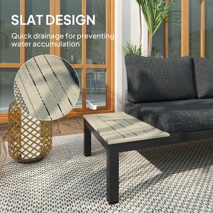 Tozitello Aluminium Dark Grey 3 Piece Corner Garden Sofa Set With Coffee Table And 2 Side Tables
