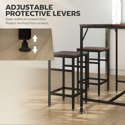 Vimose Wooden Rustic Brown 5 Piece Breakfast Bar Table And Stool Set