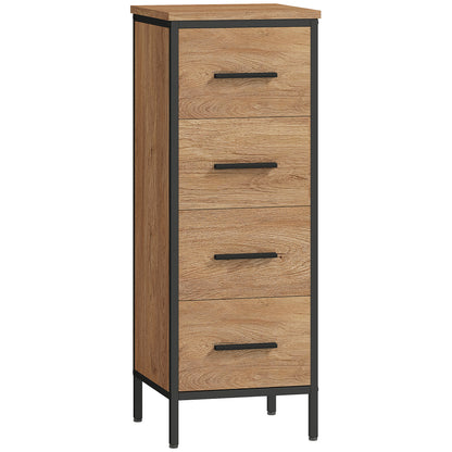 Nita Narrow Bathroom Storage Cabinet With 4 Drawers Oak Finish