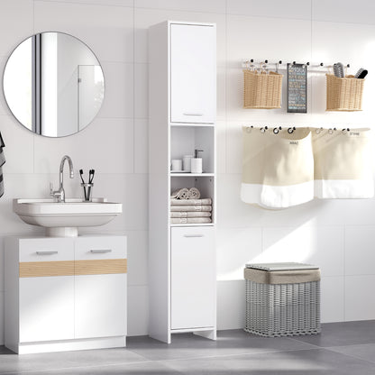 Ridila Tall Storage Cabinet With Adjustable Shelves For Bathroom Or Hallway Use White