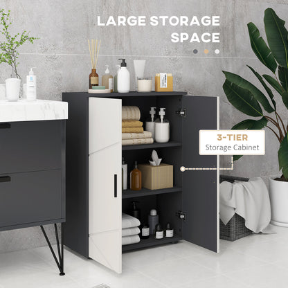 Lususa Sasu Compact Grey Bathroom Storage Cabinet With 2 Doors Adjustable Shelves And Soft Close Design