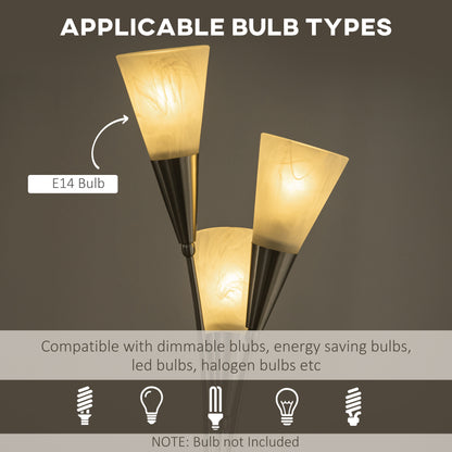 Karo Metal Silver 3 Bulb Light Floor Lamp With Steel Base