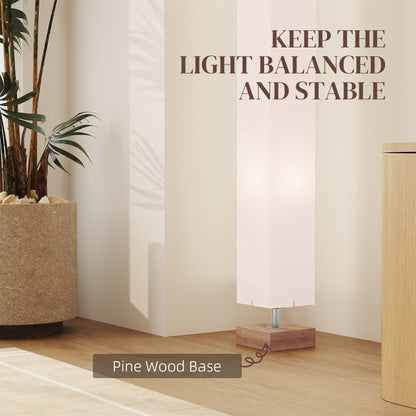 Talini Pine Wood And Fabric Natural Standing Floor Lamp With Linen Shade 120cm